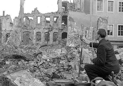 theodor rosenhauer painting the destruction of the japanese palace in Dresden